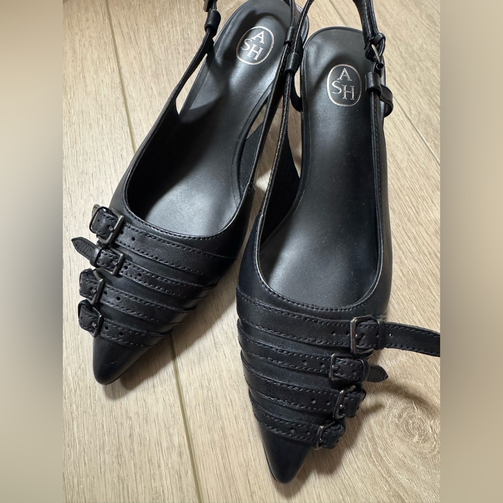 Ash Black Strappy Slingback Heels